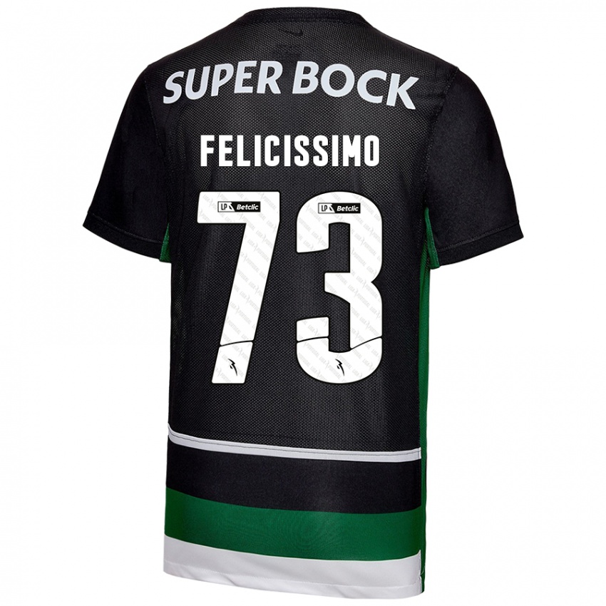 Uomo Maglia Eduardo Felicíssimo #73 Nero Bianco Verde Kit Gara Home 2024/25 Maglietta