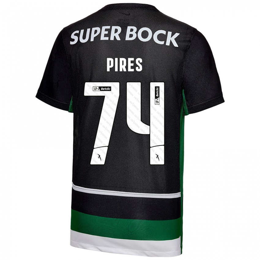 Uomo Maglia Guilherme Pires #74 Nero Bianco Verde Kit Gara Home 2024/25 Maglietta