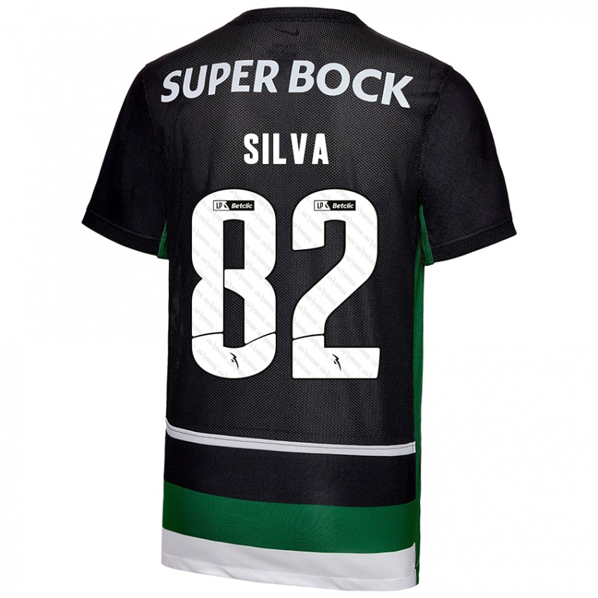 Uomo Maglia Gabriel Silva #82 Nero Bianco Verde Kit Gara Home 2024/25 Maglietta