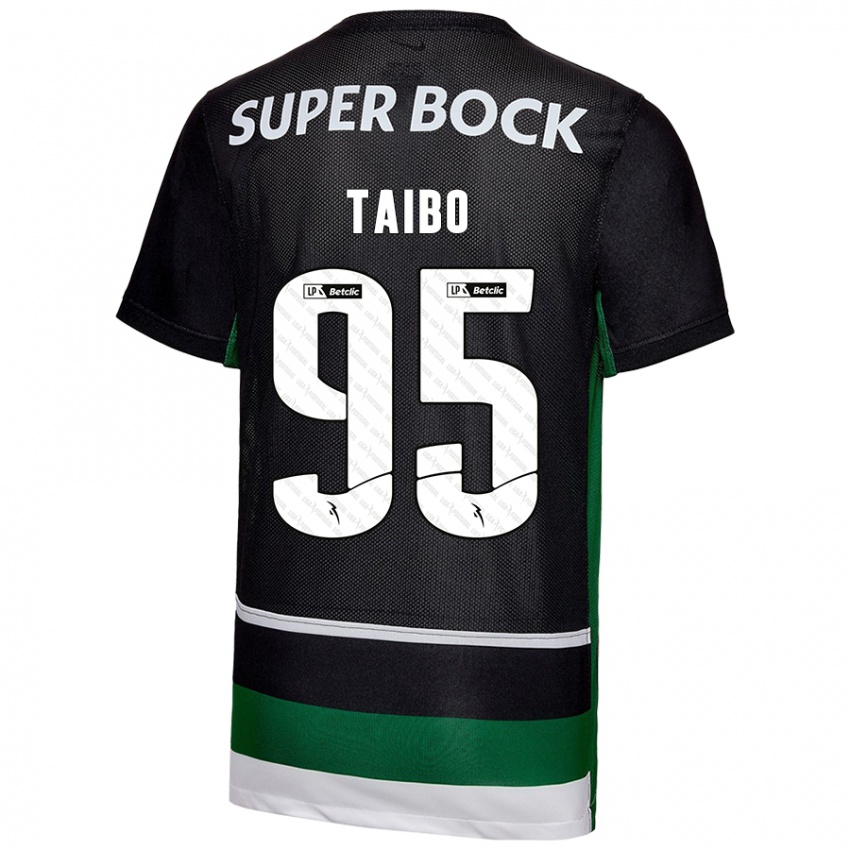 Uomo Maglia Lucas Taibo #95 Nero Bianco Verde Kit Gara Home 2024/25 Maglietta