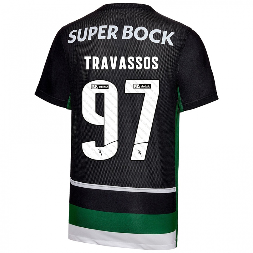 Uomo Maglia Travassos #97 Nero Bianco Verde Kit Gara Home 2024/25 Maglietta