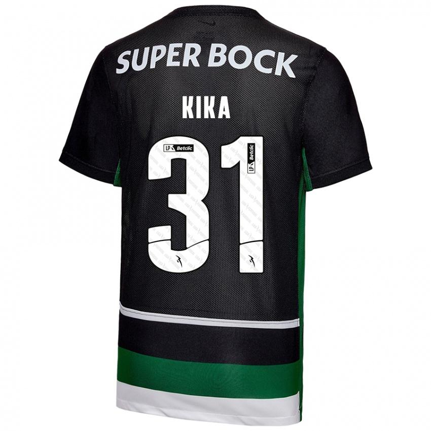 Uomo Maglia Kika #31 Nero Bianco Verde Kit Gara Home 2024/25 Maglietta