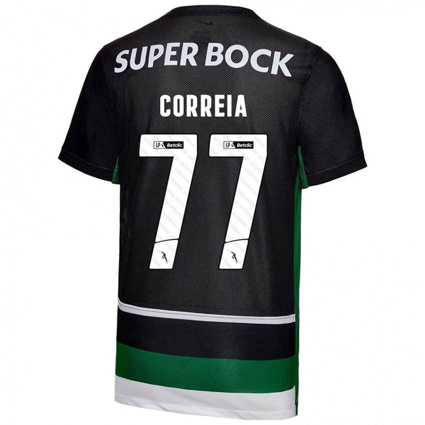 Uomo Maglia Alícia Correia #77 Nero Bianco Verde Kit Gara Home 2024/25 Maglietta