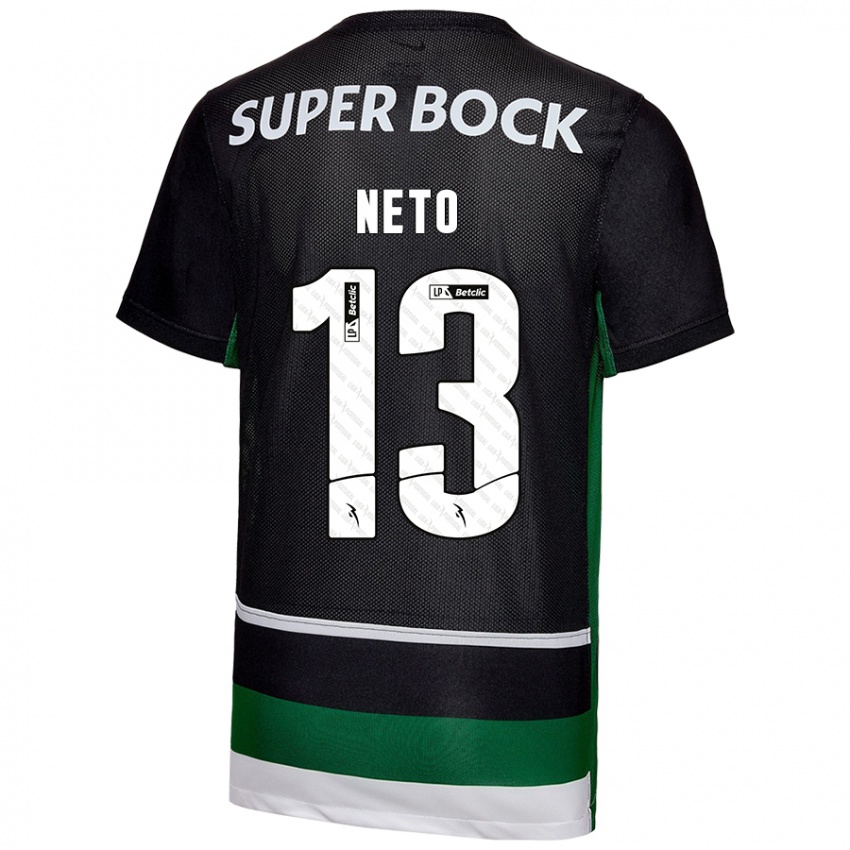 Uomo Maglia Luis Neto #13 Nero Bianco Verde Kit Gara Home 2024/25 Maglietta