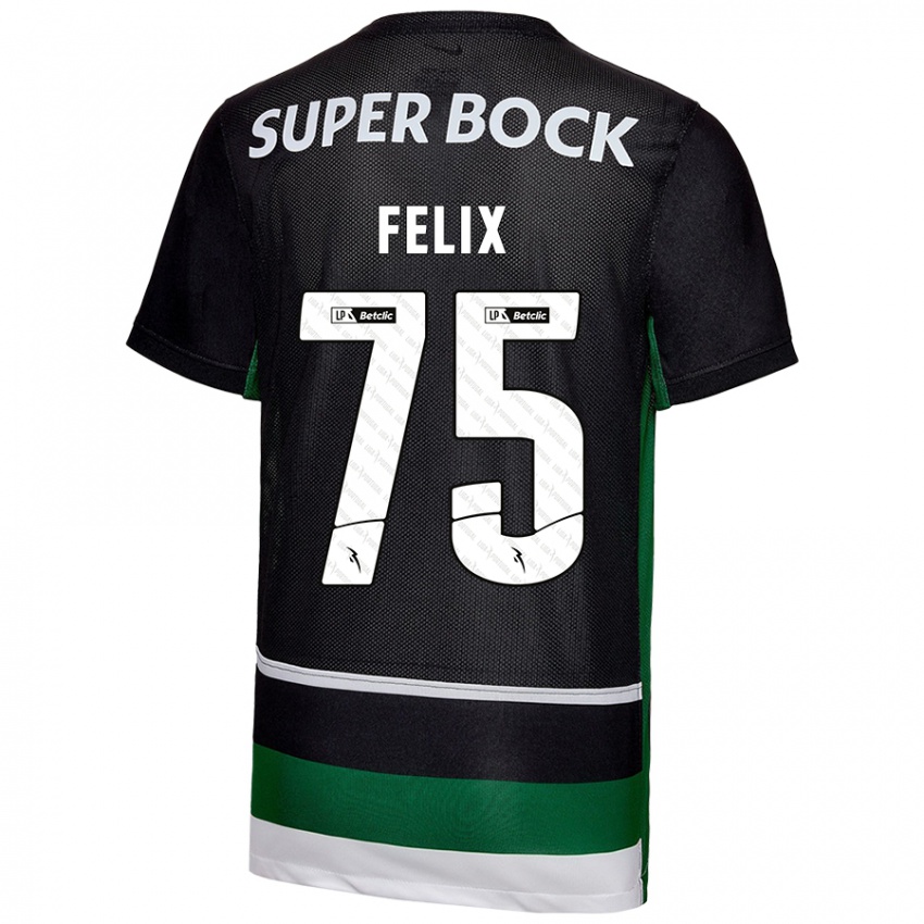 Uomo Maglia Vando Félix #75 Nero Bianco Verde Kit Gara Home 2024/25 Maglietta