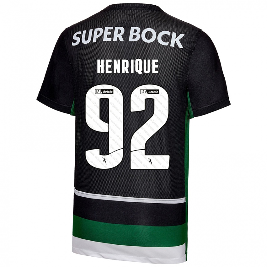 Uomo Maglia Eduardo Henrique #92 Nero Bianco Verde Kit Gara Home 2024/25 Maglietta