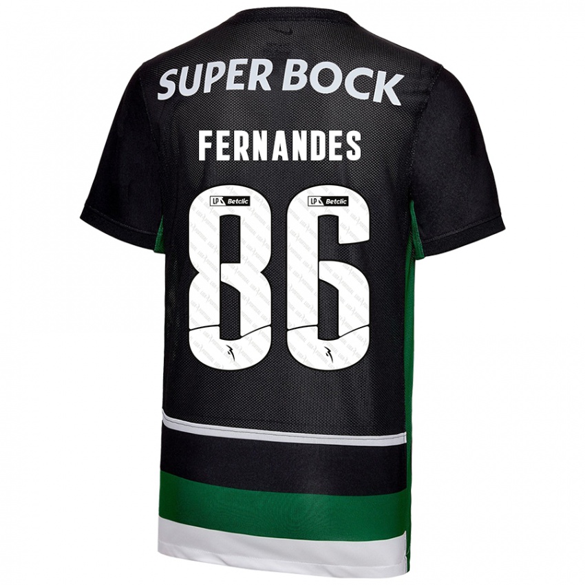 Uomo Maglia Emanuel Fernandes #86 Nero Bianco Verde Kit Gara Home 2024/25 Maglietta