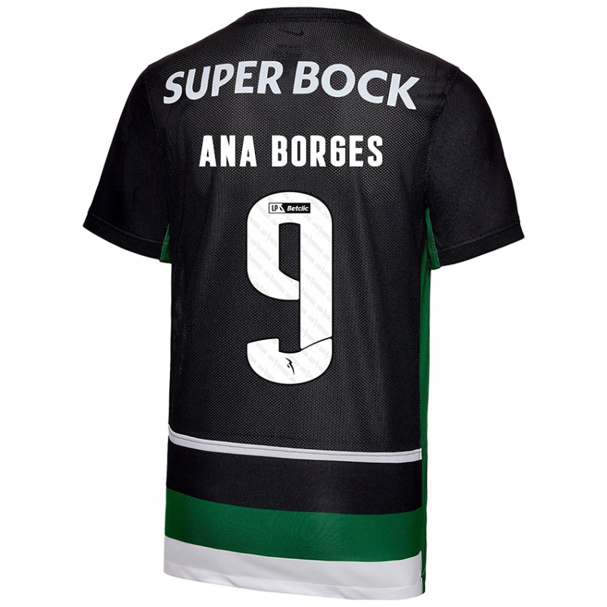 Uomo Maglia Ana Catarina Marques Borges #9 Nero Bianco Verde Kit Gara Home 2024/25 Maglietta