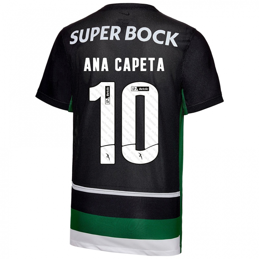 Uomo Maglia Ana Capeta #10 Nero Bianco Verde Kit Gara Home 2024/25 Maglietta