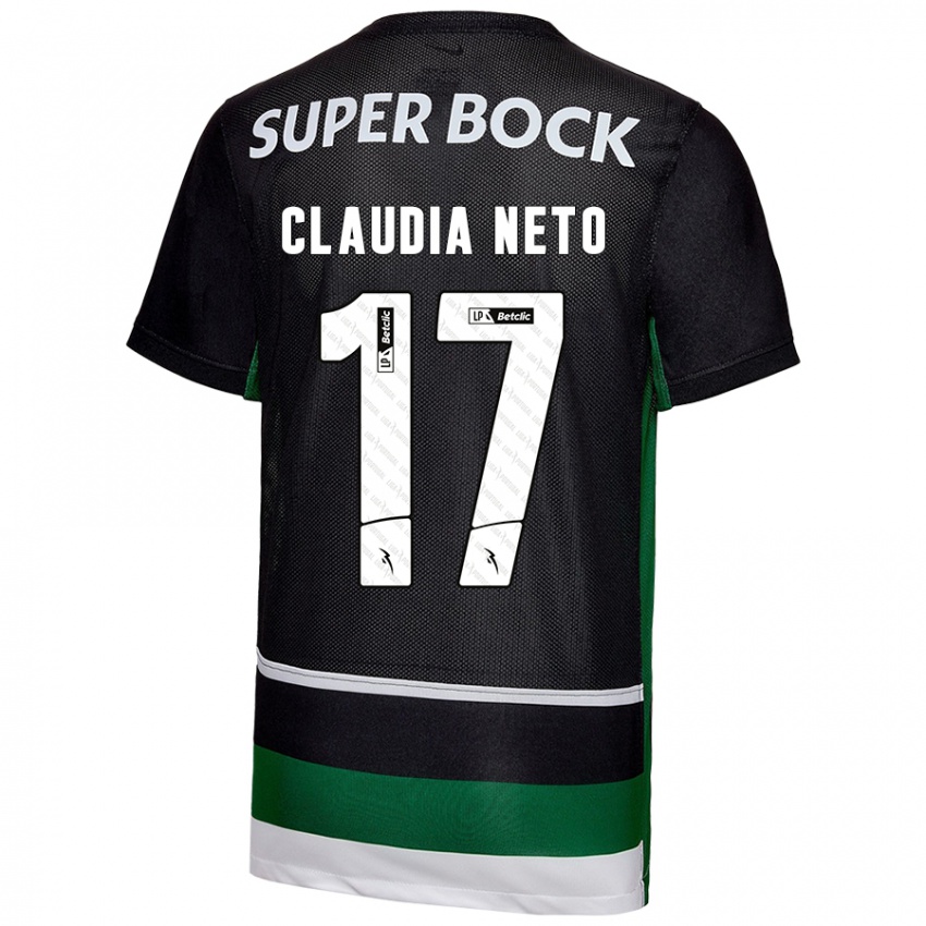 Uomo Maglia Cláudia Teresa Pires Neto #17 Nero Bianco Verde Kit Gara Home 2024/25 Maglietta