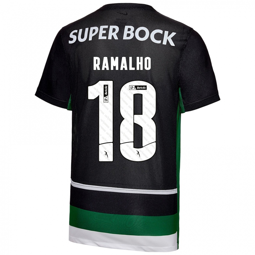 Uomo Maglia Inês Filipa Ramalho Gonçalves #18 Nero Bianco Verde Kit Gara Home 2024/25 Maglietta