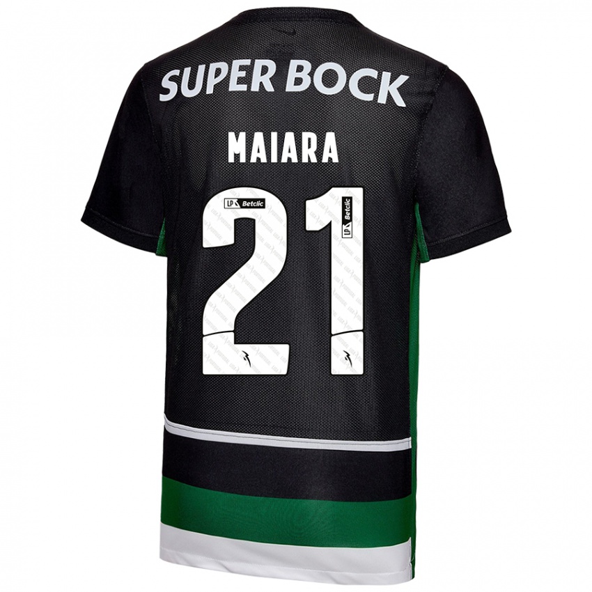 Uomo Maglia Maiara Carolina Niehues #21 Nero Bianco Verde Kit Gara Home 2024/25 Maglietta