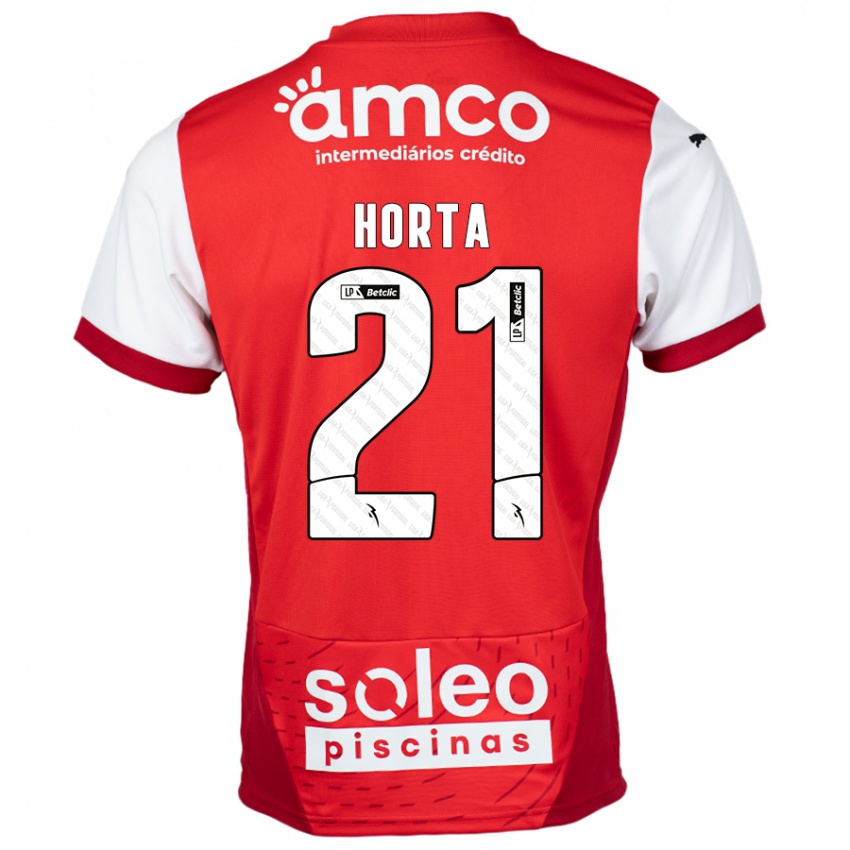 Uomo Maglia Ricardo Horta #21 Rosso Bianco Kit Gara Home 2024/25 Maglietta