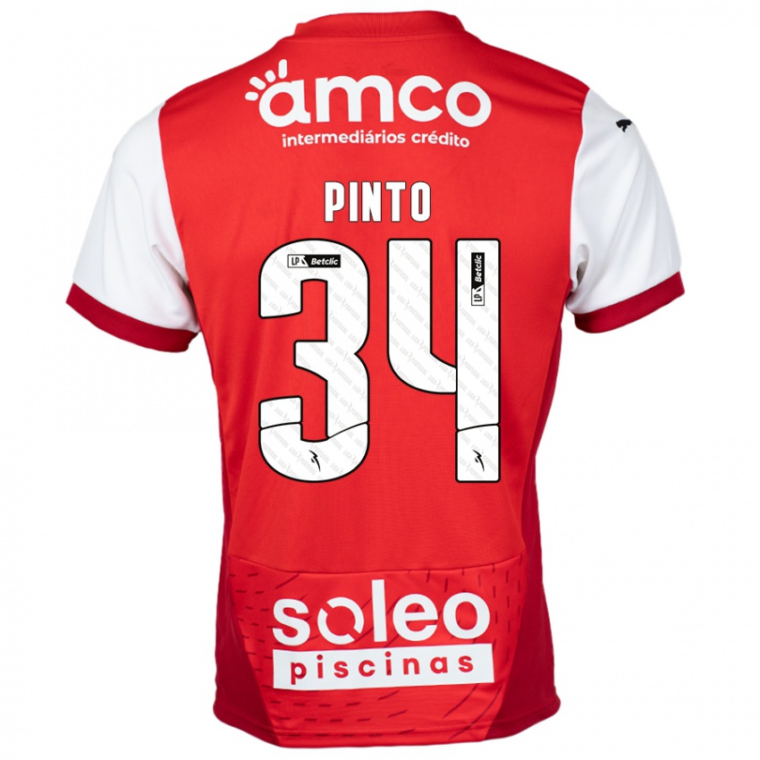 Uomo Maglia Ana Pinto #34 Rosso Bianco Kit Gara Home 2024/25 Maglietta