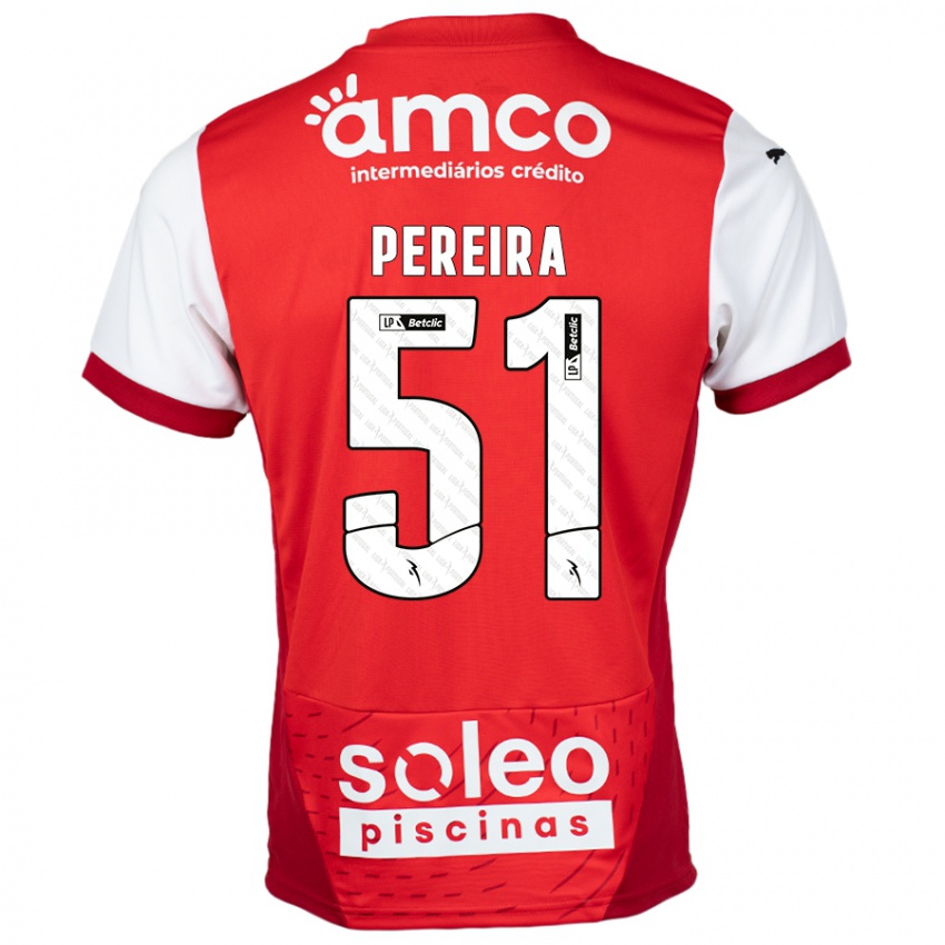 Uomo Maglia Evy Pereira #51 Rosso Bianco Kit Gara Home 2024/25 Maglietta