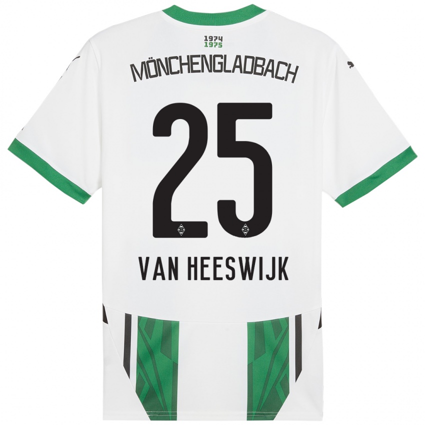 Uomo Maglia Amber Van Heeswijk #25 Bianco Verde Kit Gara Home 2024/25 Maglietta