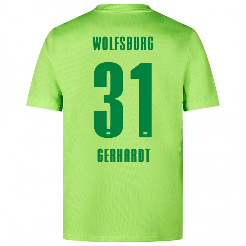 Uomo Maglia Yannick Gerhardt #31 Verde Fluorescente Kit Gara Home 2024/25 Maglietta