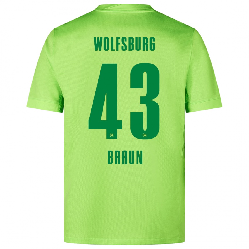 Uomo Maglia Manuel Braun #43 Verde Fluorescente Kit Gara Home 2024/25 Maglietta