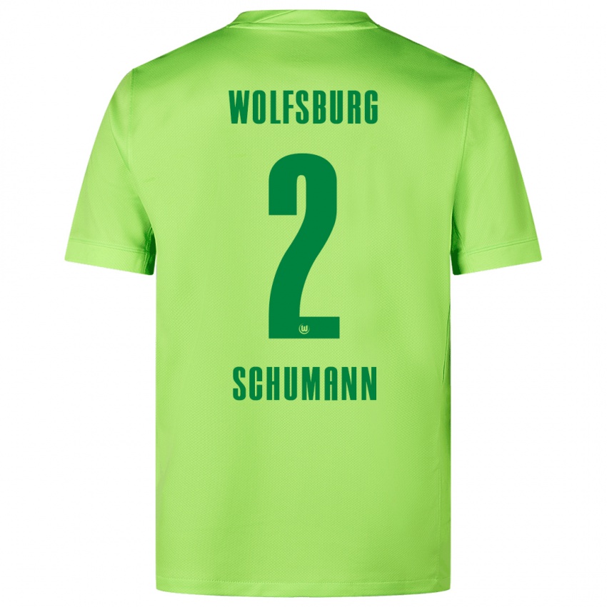 Uomo Maglia Anton Schumann #2 Verde Fluorescente Kit Gara Home 2024/25 Maglietta