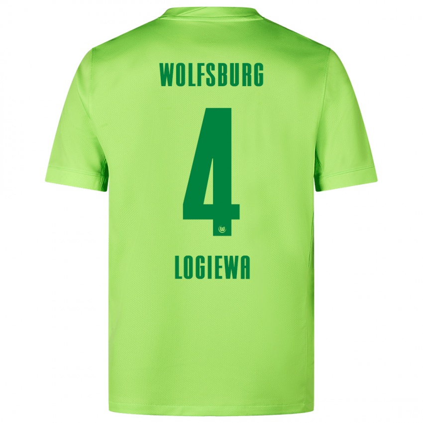 Uomo Maglia Luca Logiewa #4 Verde Fluorescente Kit Gara Home 2024/25 Maglietta