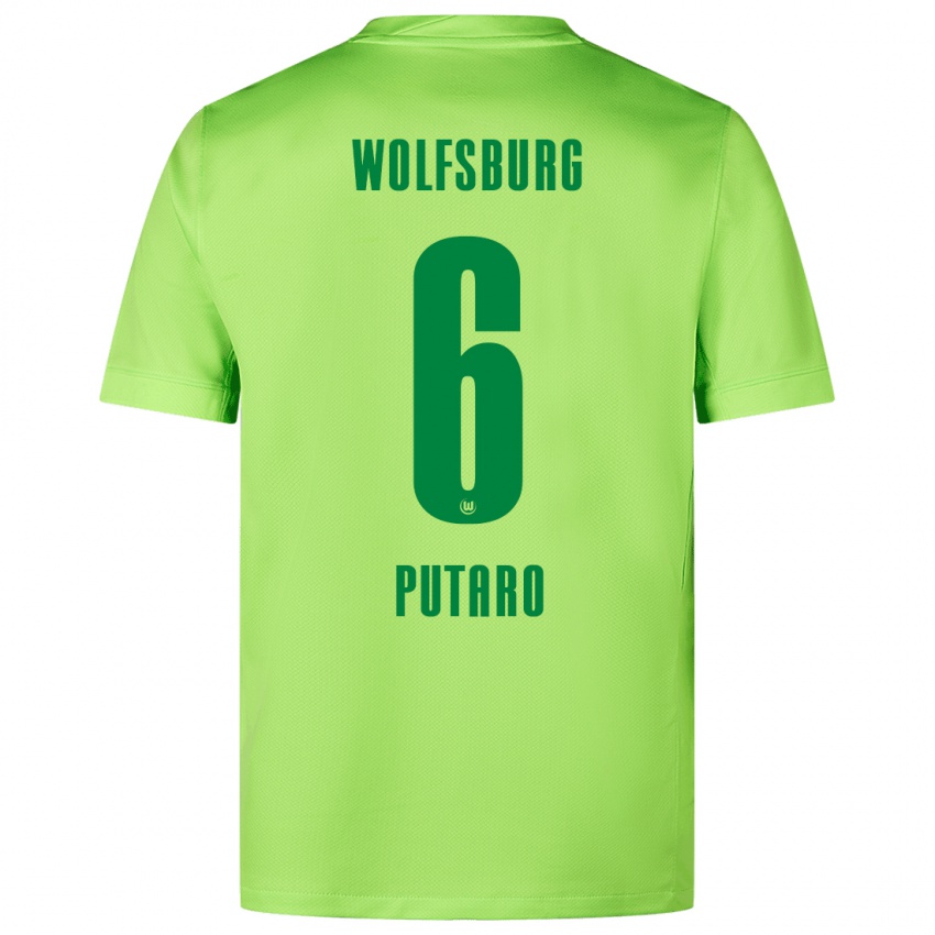 Uomo Maglia Luca Putaro #6 Verde Fluorescente Kit Gara Home 2024/25 Maglietta