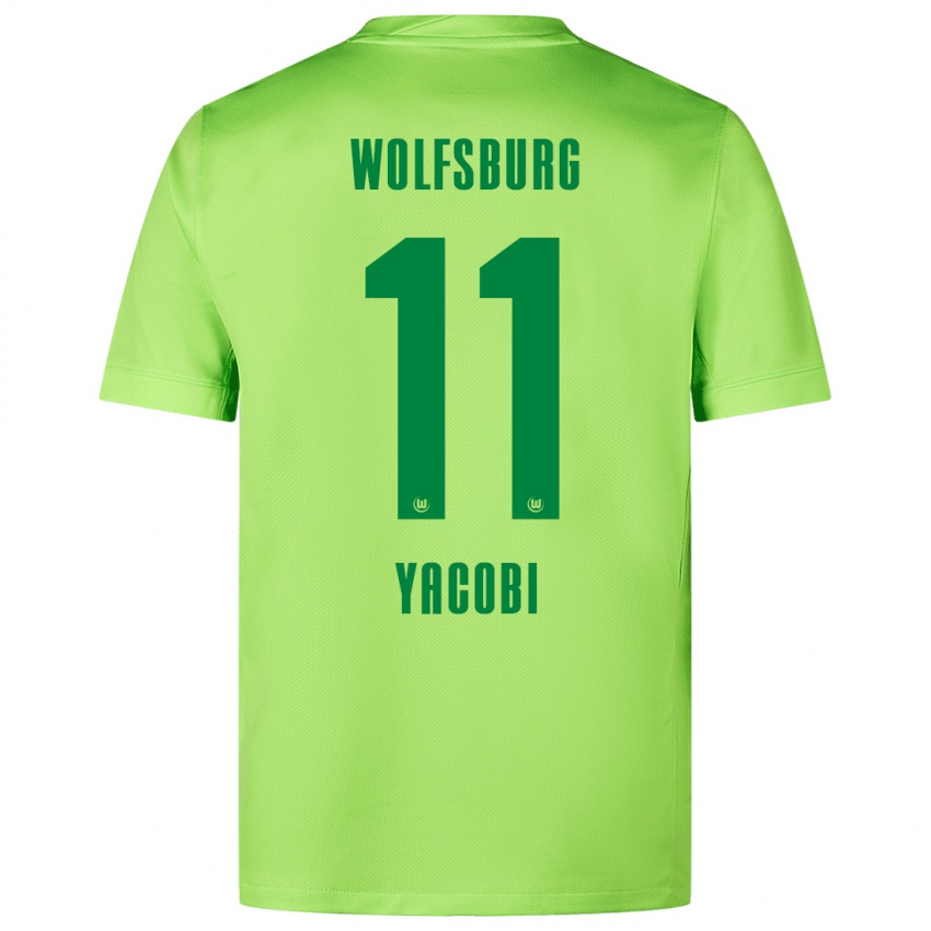 Uomo Maglia Nilas Yacobi #11 Verde Fluorescente Kit Gara Home 2024/25 Maglietta