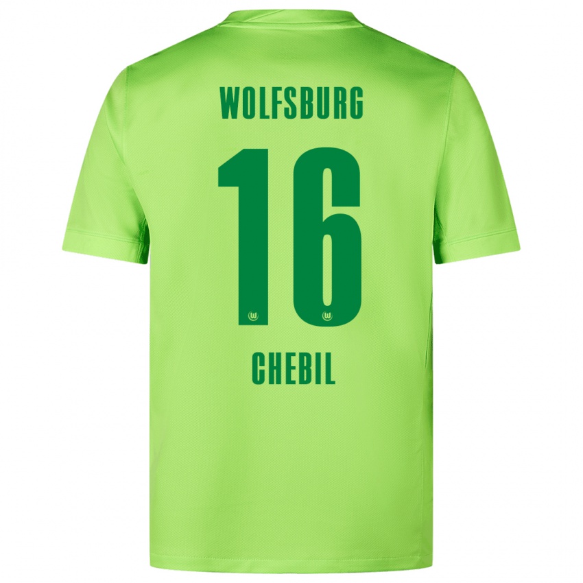 Uomo Maglia Yasin Chebil #16 Verde Fluorescente Kit Gara Home 2024/25 Maglietta