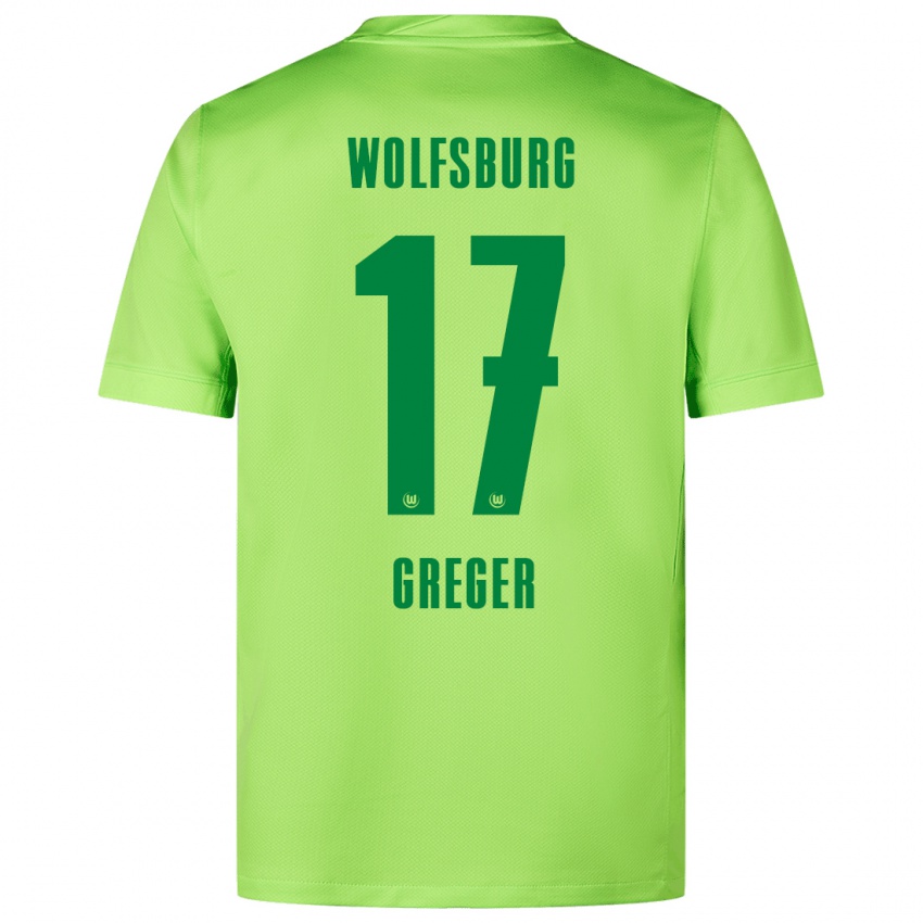 Uomo Maglia Max Greger #17 Verde Fluorescente Kit Gara Home 2024/25 Maglietta