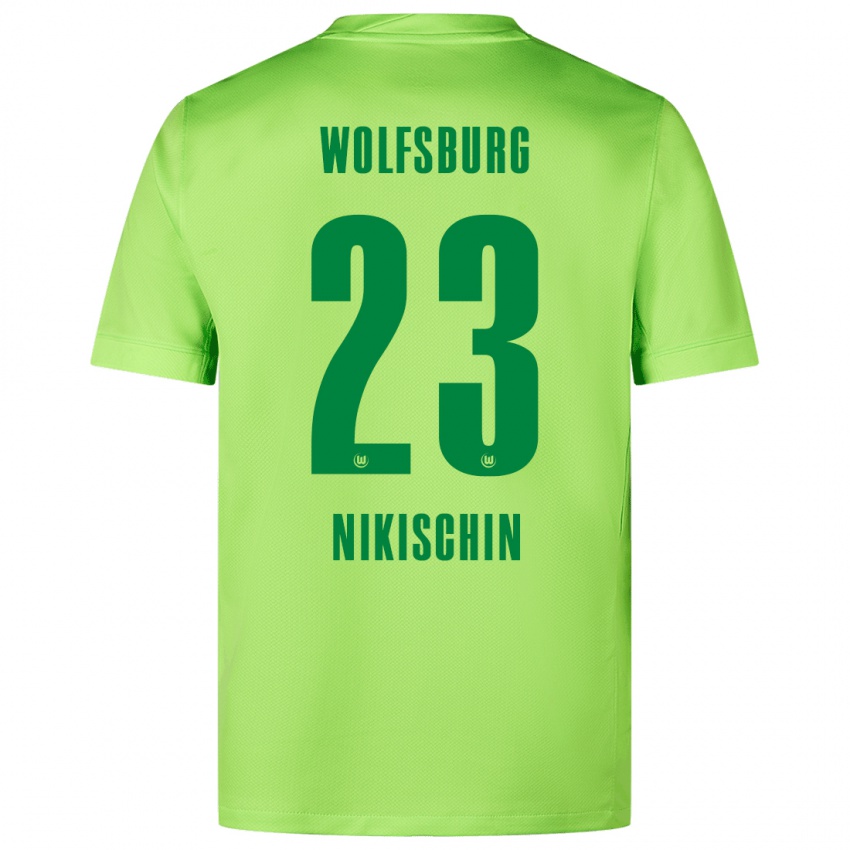 Uomo Maglia Adrian Nikischin #23 Verde Fluorescente Kit Gara Home 2024/25 Maglietta