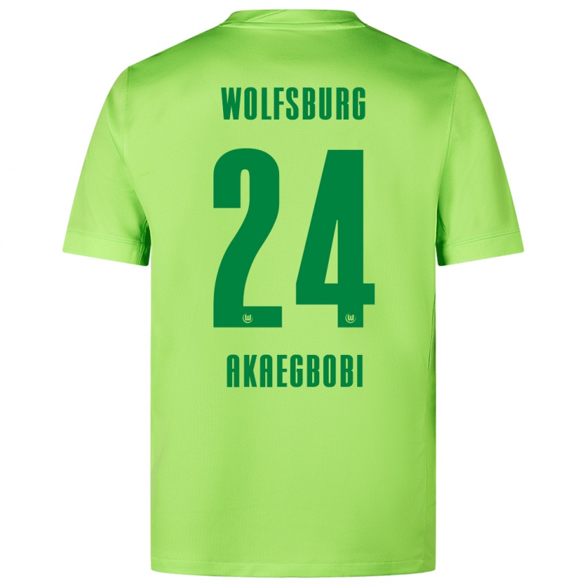 Uomo Maglia Jonathan Akaegbobi #24 Verde Fluorescente Kit Gara Home 2024/25 Maglietta