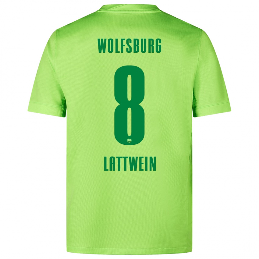 Uomo Maglia Lena Lattwein #8 Verde Fluorescente Kit Gara Home 2024/25 Maglietta