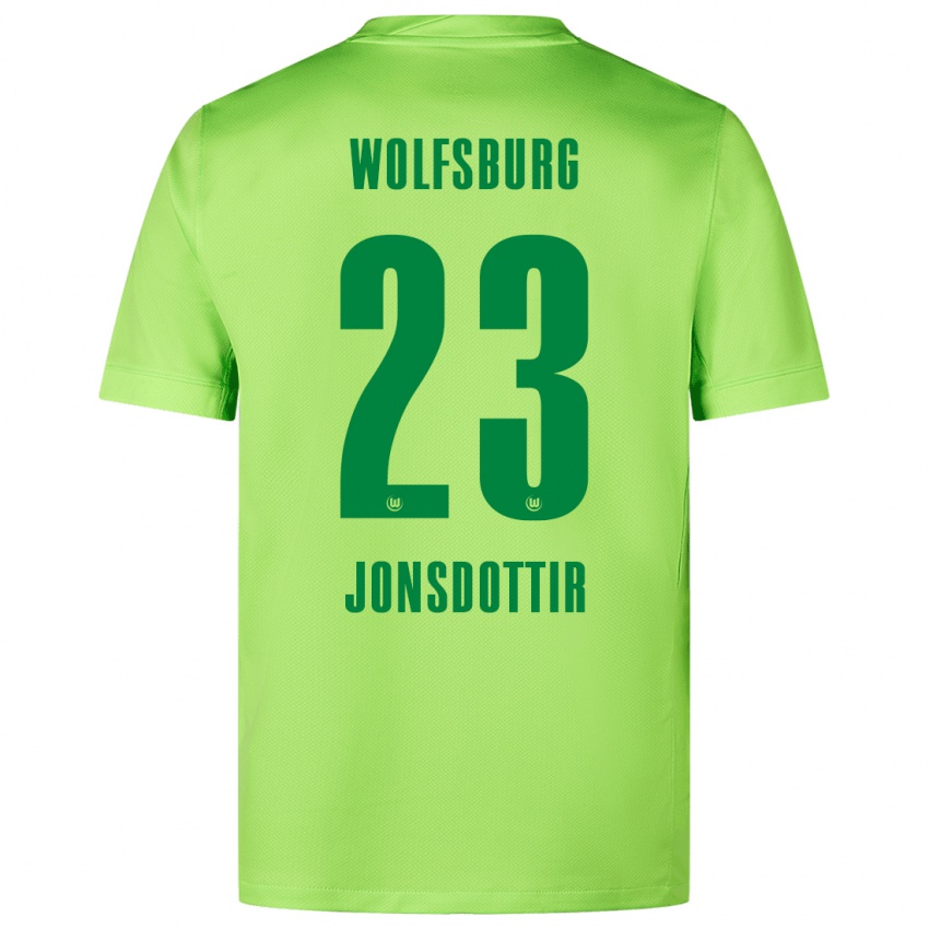 Uomo Maglia Sveindís Jane Jónsdóttir #23 Verde Fluorescente Kit Gara Home 2024/25 Maglietta