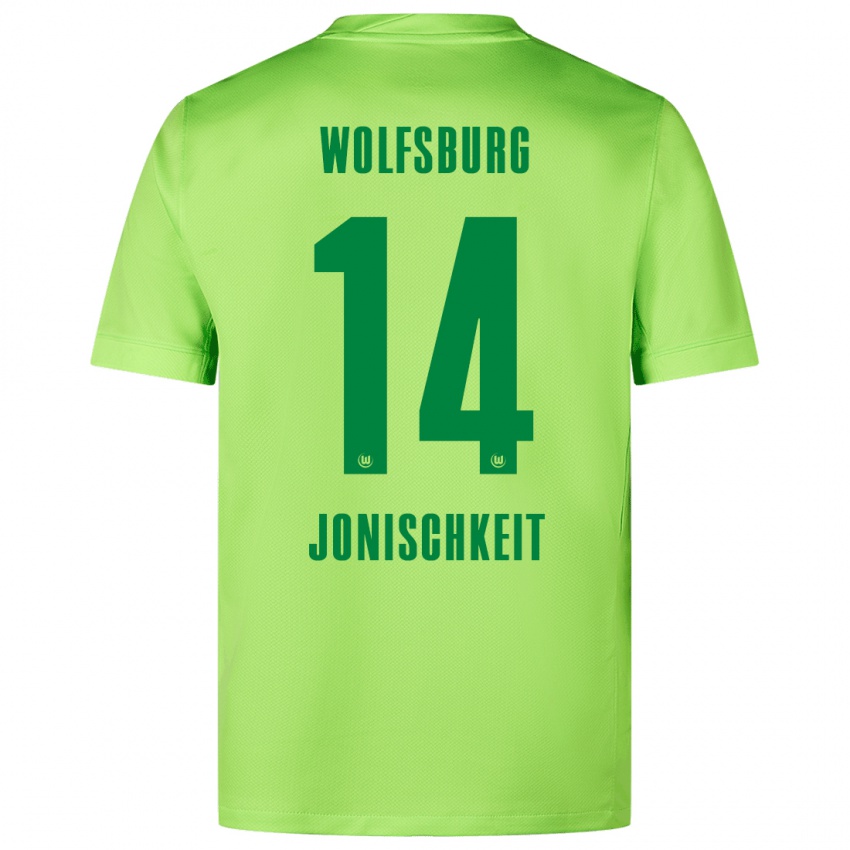 Uomo Maglia Jamal Jonischkeit #14 Verde Fluorescente Kit Gara Home 2024/25 Maglietta