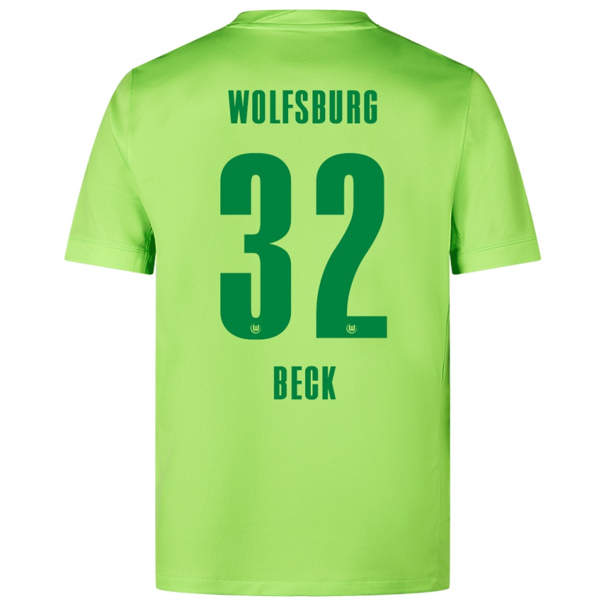 Uomo Maglia Kiara Beck #32 Verde Fluorescente Kit Gara Home 2024/25 Maglietta