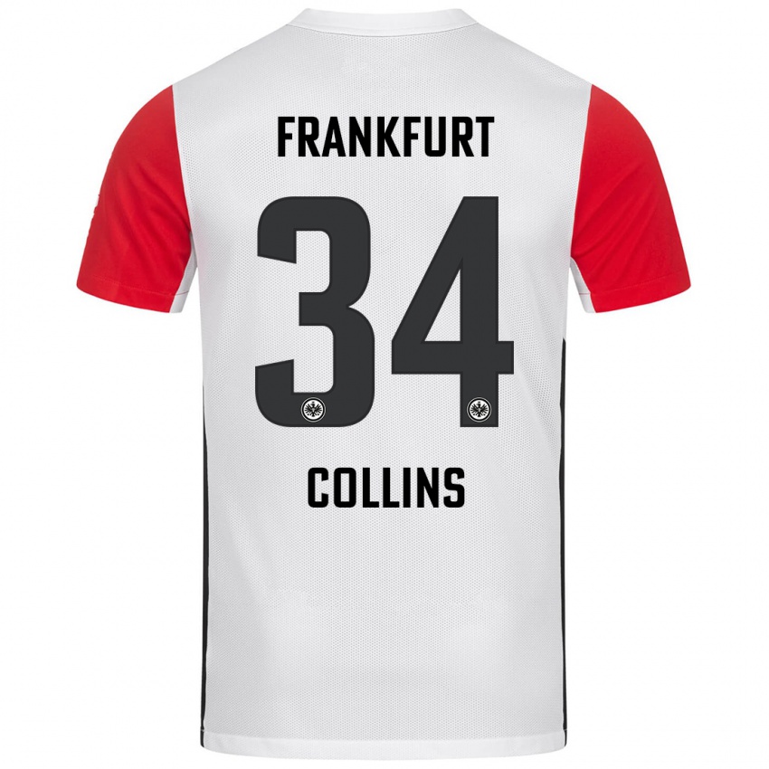 Uomo Maglia Nnamdi Collins #34 Bianco Rosso Kit Gara Home 2024/25 Maglietta