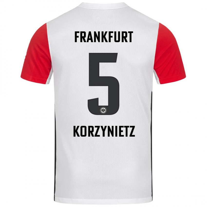 Uomo Maglia Jaden Korzynietz #5 Bianco Rosso Kit Gara Home 2024/25 Maglietta