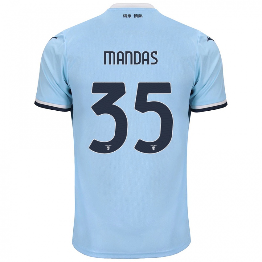 Uomo Maglia Christos Mandas #35 Blu Kit Gara Home 2024/25 Maglietta