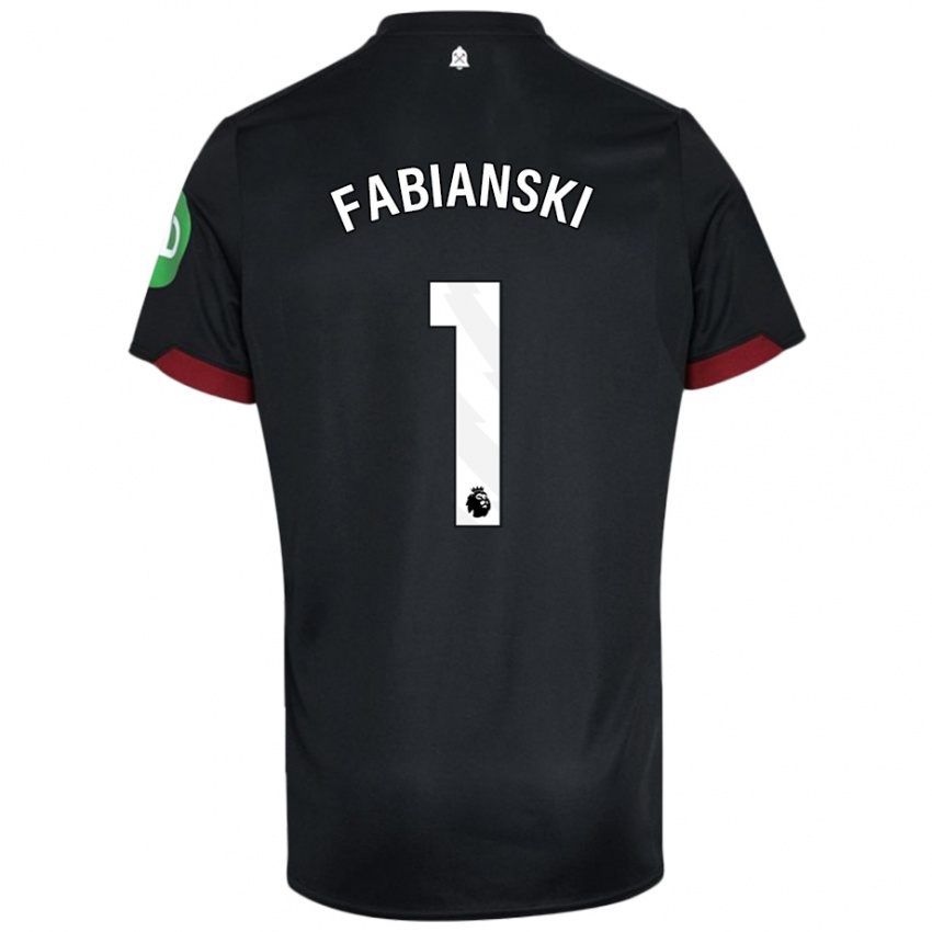 Uomo Maglia Lukasz Fabianski #1 Nero Bianco Kit Gara Away 2024/25 Maglietta