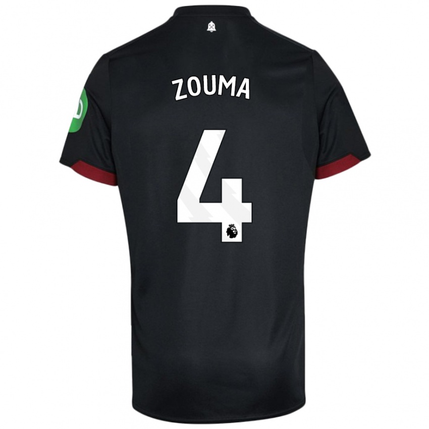 Uomo Maglia Kurt Zouma #4 Nero Bianco Kit Gara Away 2024/25 Maglietta