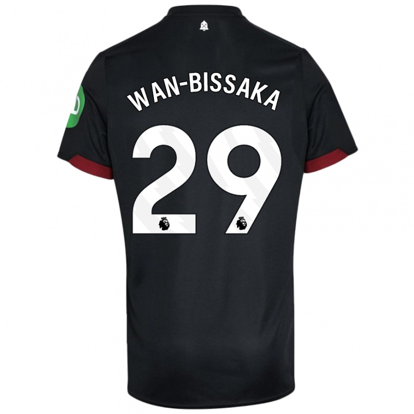 Uomo Maglia Aaron Wan-Bissaka #29 Nero Bianco Kit Gara Away 2024/25 Maglietta