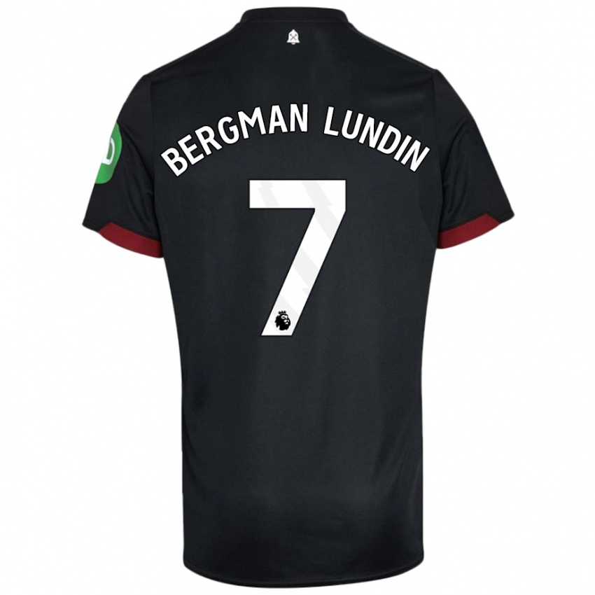 Uomo Maglia Marika Bergman-Lundin #7 Nero Bianco Kit Gara Away 2024/25 Maglietta