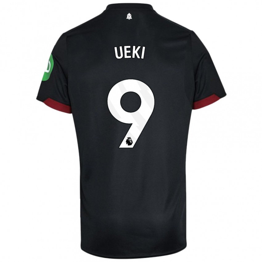 Uomo Maglia Riko Ueki #9 Nero Bianco Kit Gara Away 2024/25 Maglietta