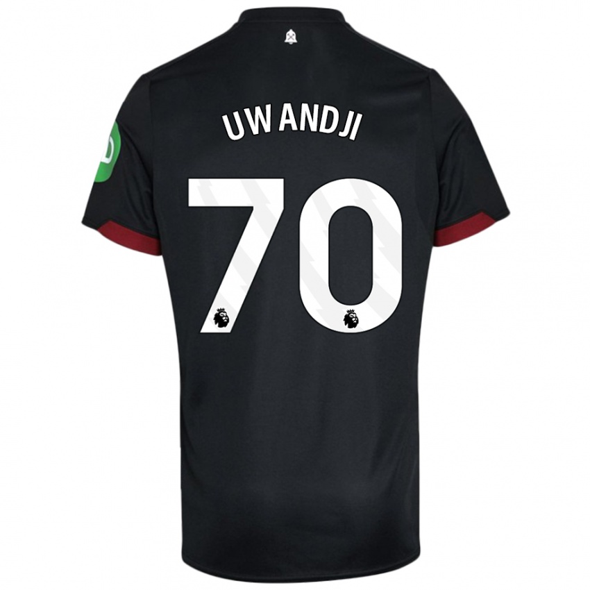 Uomo Maglia Blaise Uwandji #70 Nero Bianco Kit Gara Away 2024/25 Maglietta