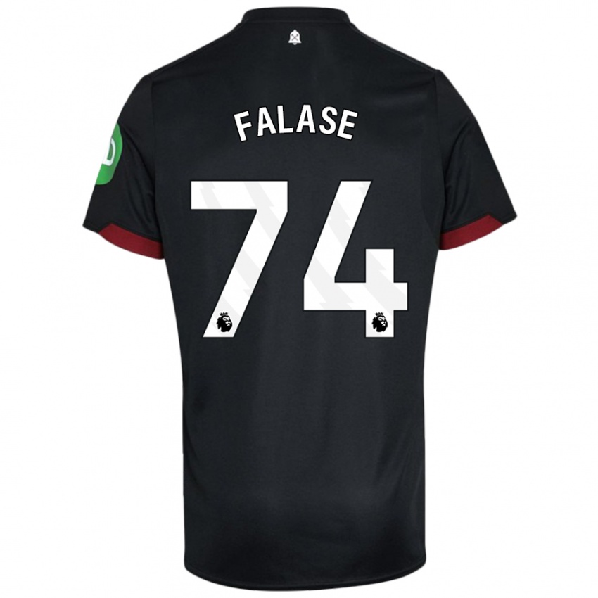 Uomo Maglia Asher Falase #74 Nero Bianco Kit Gara Away 2024/25 Maglietta