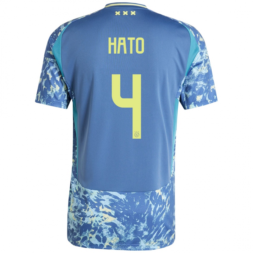 Uomo Maglia Jorrel Hato #4 Grigio Blu Giallo Kit Gara Away 2024/25 Maglietta