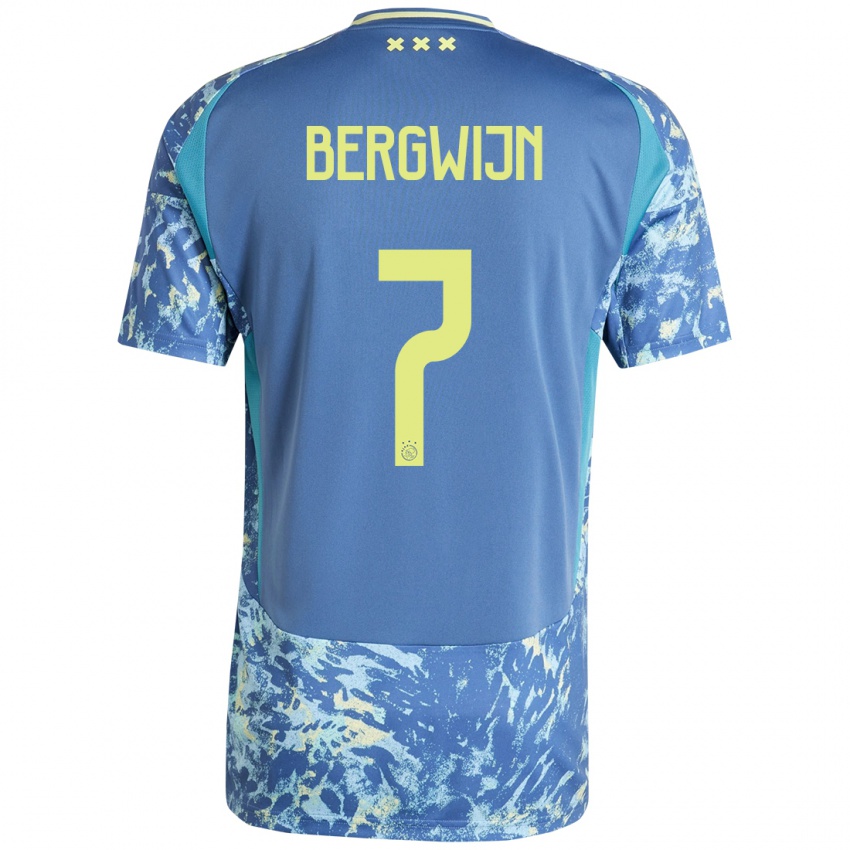 Uomo Maglia Steven Bergwijn #7 Grigio Blu Giallo Kit Gara Away 2024/25 Maglietta