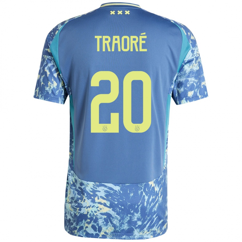 Uomo Maglia Bertrand Traore #20 Grigio Blu Giallo Kit Gara Away 2024/25 Maglietta