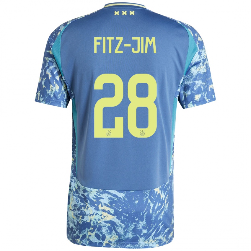 Uomo Maglia Kian Fitz-Jim #28 Grigio Blu Giallo Kit Gara Away 2024/25 Maglietta