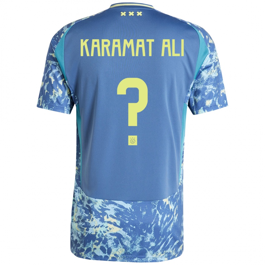 Uomo Maglia Yaïr Karamat Ali #0 Grigio Blu Giallo Kit Gara Away 2024/25 Maglietta