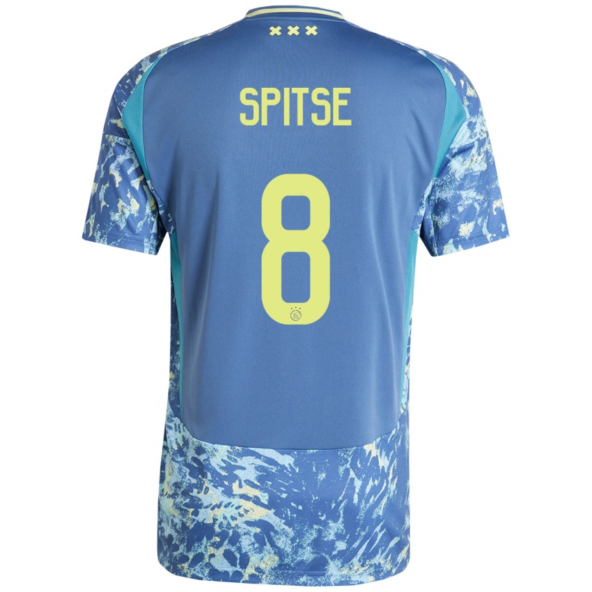 Uomo Maglia Sherida Spitse #8 Grigio Blu Giallo Kit Gara Away 2024/25 Maglietta